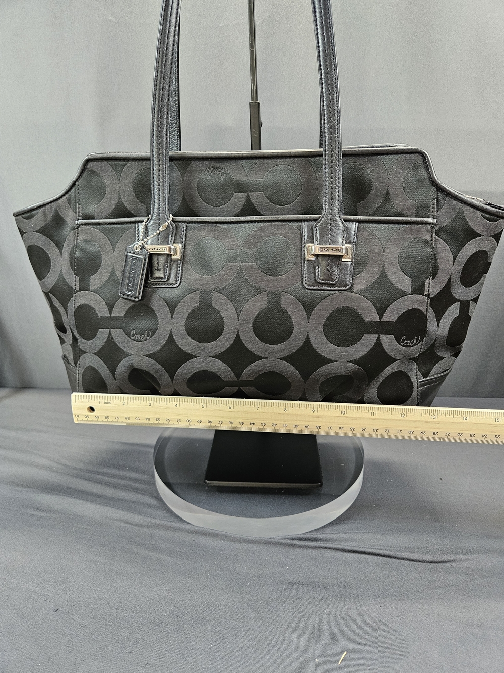 Signature  COACH Taylor Op Art Alexis Carry-All Tote Handbag F25501 Black/black - Picture 4 of 14